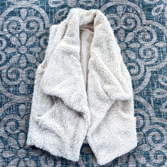 Democracy Cream White Teddy Bear Faux Fur Sherpa Vest - Size L - Picture 2 of 7
